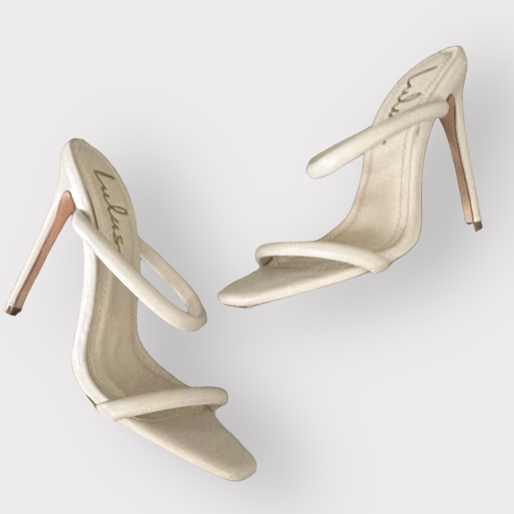 Lulu’s Theyaa Off White Square Toe Heels 6 - Picture 4 of 8